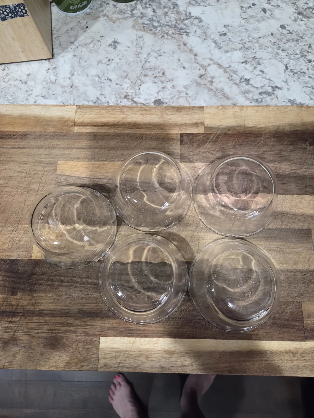 Set of 5 PYREX 463 Custard Cups Small Bowls Scalloped Edge 3 rings Vintage